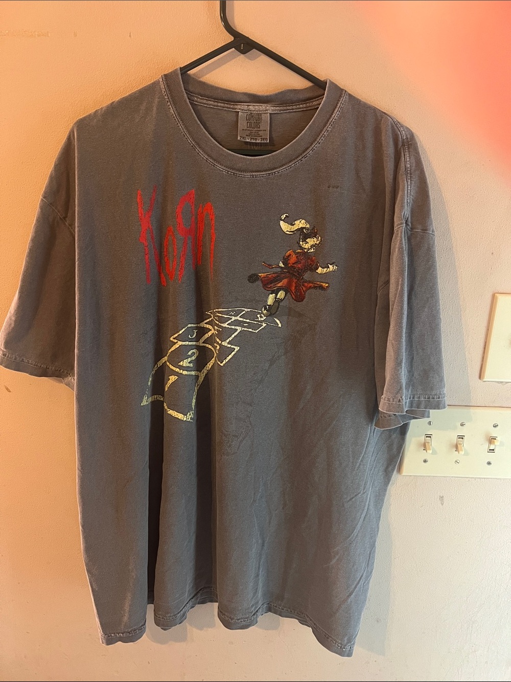 VINTAGE Y2K COMFORT COLORS KORN FOLLOW THE LEADER WASHED GRAY TEE SIZE XXL